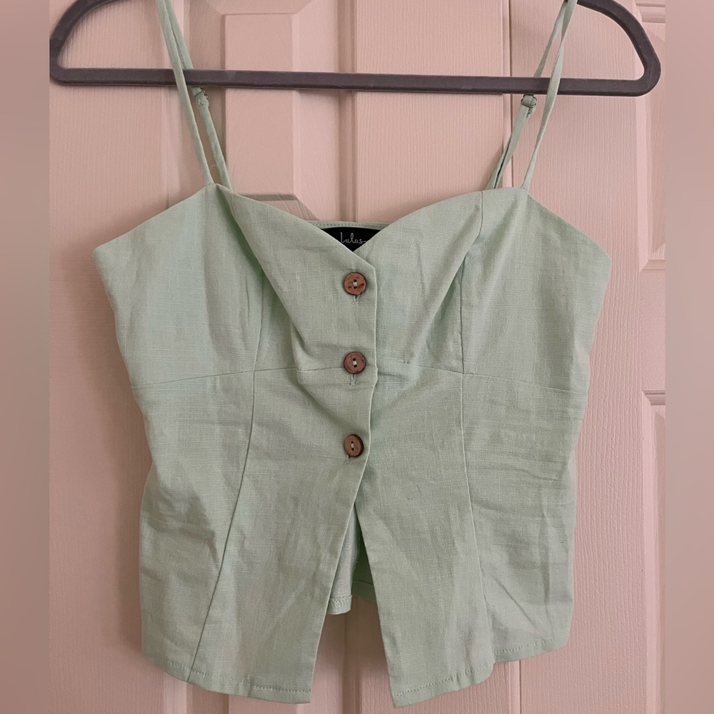 Lulu's Light Green Button-Up Camisole Top